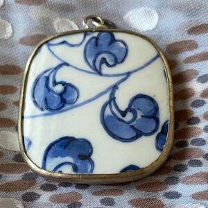 Blue and White Ceramic Pendant
